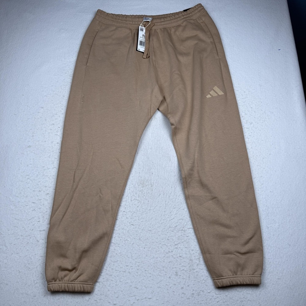Adidas Pants Mens XL Beige Fleece Jogger Sweatpants Warm Sandstone JX5099